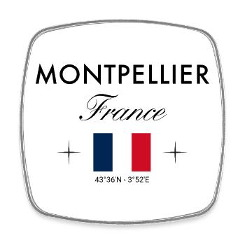 Montpellier, France, coordonne le souvenir de voyage - Magnet carré - blanc - Devant