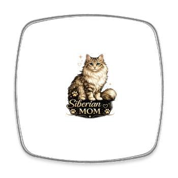 Imprimé de la Maman Sibérienne Chat - Magnet carré - blanc - Devant