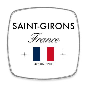Saint Girons Frankreich Koordinaten Reise Souvenir - Viereckiger Kühlschrankmagnet - Weiß - Vorne