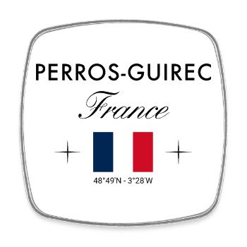 Perros Guirec Frankreich Koordinate Reise Souvenir - Viereckiger Kühlschrankmagnet - Weiß - Vorne