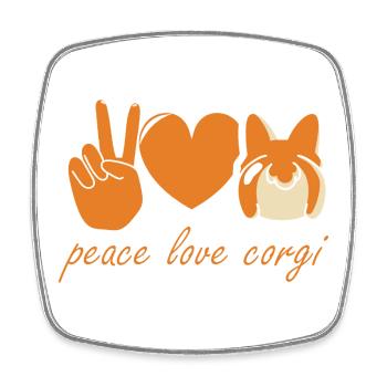 Cœur de paix et d'amour Corgi - Magnet carré - blanc - Devant