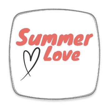 Summer Love Script Heart Positive Summer Energy - Square fridge magnet - white - Front