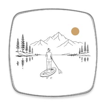 Stand-Up Paddle am See - Viereckiger Kühlschrankmagnet - Weiß - Vorne