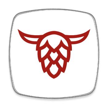 Bull's head with hop cone - Square fridge magnet - white - Front