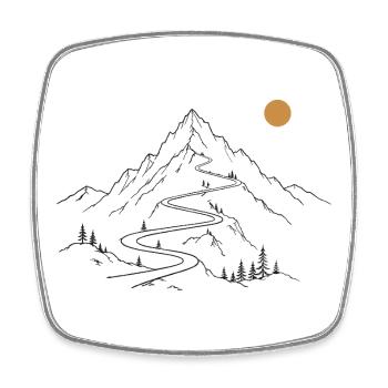 Route de montagne - Magnet carré - blanc - Devant