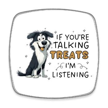 Border Collie Treats Funny Dog Design - Square fridge magnet - white - Front
