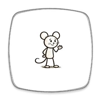 Illustration de personnage de souris agitée - Magnet carré - blanc - Devant