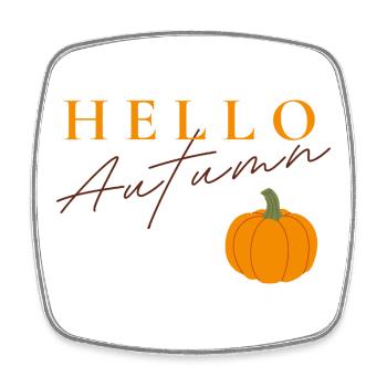 Bonjour Autumn | Motif de citrouille d’automne - Magnet carré - blanc - Devant