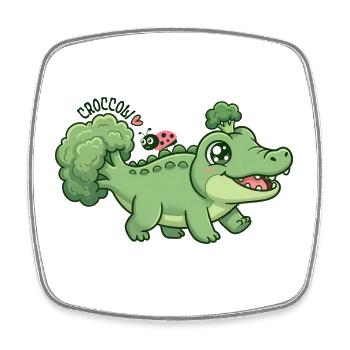 Niedliches Brokkoli-Krokodil Croccoli - Viereckiger Kühlschrankmagnet - Weiß - Vorne
