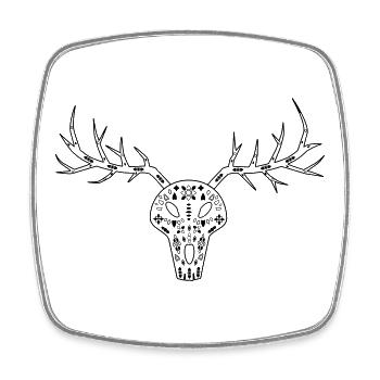 Deer skull - black patterns - Square fridge magnet - white - Front
