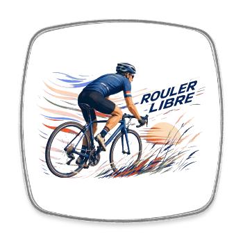 Rouler Libre: Cycliste en Flux - Magnet carré - blanc - Devant