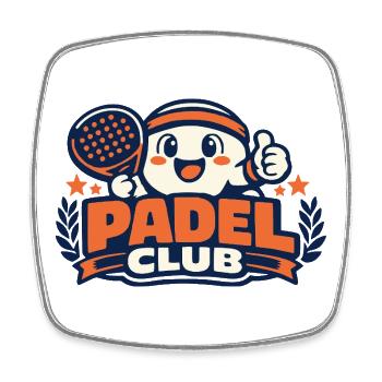 Padel Club Comic Maskottchen - Viereckiger Kühlschrankmagnet - Weiß - Vorne