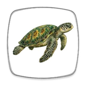 Green Turtle - Square fridge magnet - white - Front