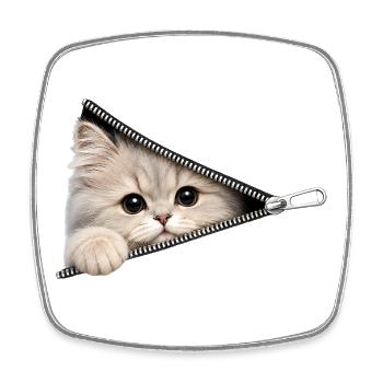 Chat chaton mignon à fermeture éclair - Magnet carré - blanc - Devant