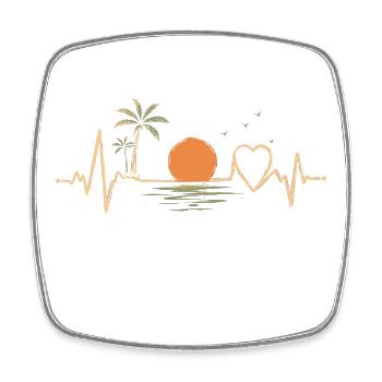 Heartbeat Beach Sonnen-T-Shirt - Viereckiger Kühlschrankmagnet - Weiß - Vorne