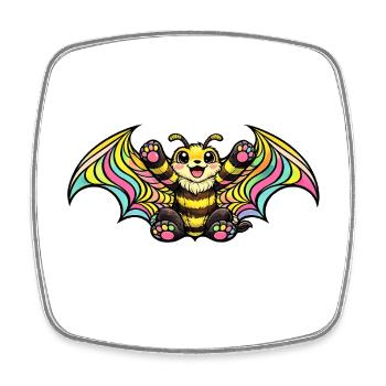 Regenbogenbat mit Flügeln - Viereckiger Kühlschrankmagnet - Weiß - Vorne