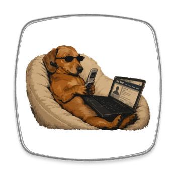 Hunde-Dackel-Laptop-Humor - Viereckiger Kühlschrankmagnet - Weiß - Vorne