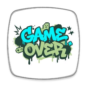 Game Over Graffiti Logo - Viereckiger Kühlschrankmagnet - Weiß - Vorne