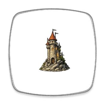 Burgturm am Felsen - Viereckiger Kühlschrankmagnet - Weiß - Vorne