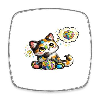 Katzenmosaik Traumkatzchen - Viereckiger Kühlschrankmagnet - Weiß - Vorne