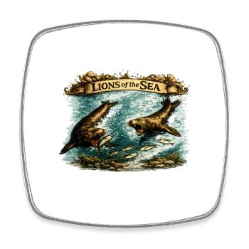 Lions of the Sea – Vintage Sea Lion Wildlife - Viereckiger Kühlschrankmagnet - Weiß - Vorne