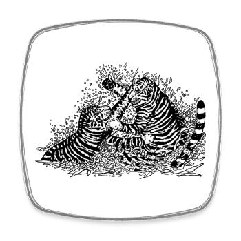Kämpfende Tiger - Viereckiger Kühlschrankmagnet - Weiß - Vorne