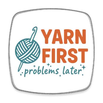 Crochet Lovers Yarn First Problems Later Funny - Square fridge magnet - white - Front