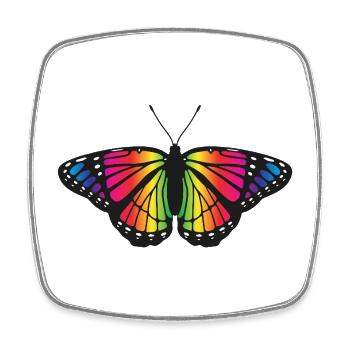 Bunte Schmetterlingsillustration Naturkunst-Ikone - Viereckiger Kühlschrankmagnet - Weiß - Vorne