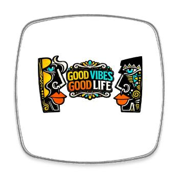 Good Zeiten Good Life Kunst Print - Viereckiger Kühlschrankmagnet - Weiß - Vorne