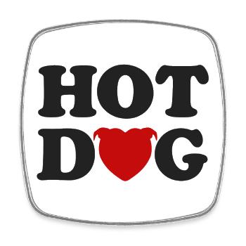 Heart Head Hot Dog - 031 - Square fridge magnet - white - Front