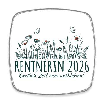 Rentnerin 2026 Zeit zum aufblühen - Viereckiger Kühlschrankmagnet - Weiß - Vorne