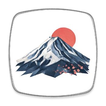 Berglandschaft Sakura Sonne Fuji          - Viereckiger Kühlschrankmagnet - Weiß - Vorne