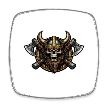 Viking Schädel mit Äxten Emblem - Viereckiger Kühlschrankmagnet - Weiß - Vorne