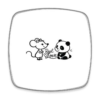 Real Love Mäuse Panda Duo - Viereckiger Kühlschrankmagnet - Weiß - Vorne