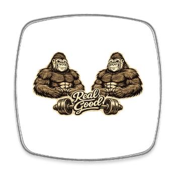 Double Gorilla Strength Duo Fitness - Square fridge magnet - white - Front