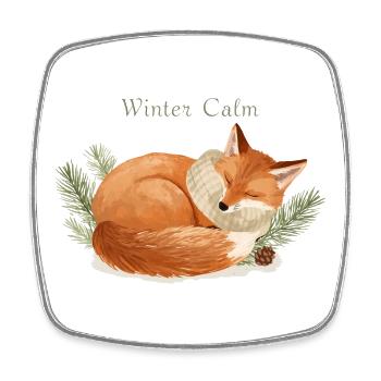 Hiver calme Renard Hiver douillet - Magnet carré - blanc - Devant