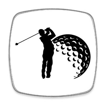 Golf Schwung Silhouette - Viereckiger Kühlschrankmagnet - Weiß - Vorne