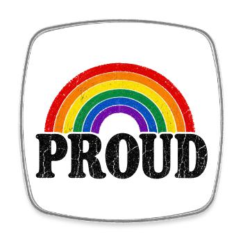Proud Regenbogen Vintage Cap Shirt Sticker Kissen - Viereckiger Kühlschrankmagnet - Weiß - Vorne