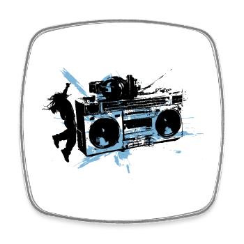 Blauer Grunge-Splash-Boombox - Viereckiger Kühlschrankmagnet - Weiß - Vorne
