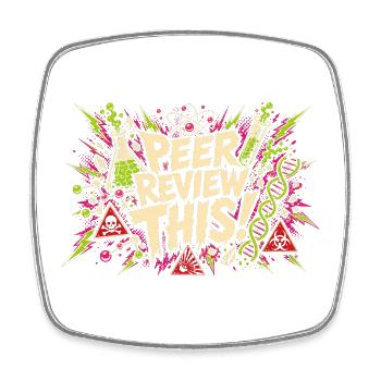Peer Review This! Comic Lab Chaos - Square fridge magnet - white - Front