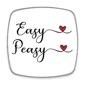 Easy Peasy Design with heart - Square fridge magnet - white - Front