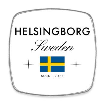 Helsingborg Sweden Coordinates Travel Souvenir - Square fridge magnet - white - Front