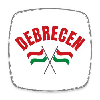 Debrecen Crossed Hungarian Flags  - Square fridge magnet - white - Front