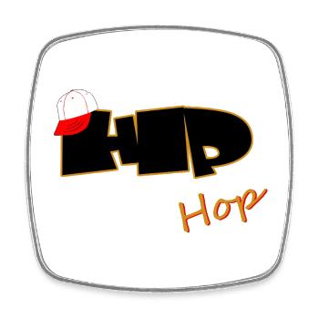 Hip Hop Typo with Baseball Cap - Square fridge magnet - white - Front