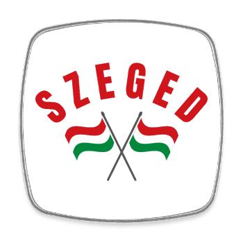 Szeged Crossed Hungarian Flags  - Square fridge magnet - white - Front