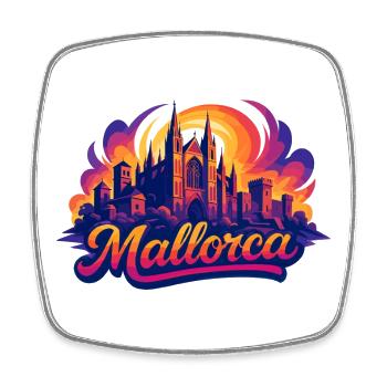 Mallorca Skyline – Epic Colorful Silhouette - Square fridge magnet - white - Front