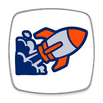Spaceship Rocket Icon - Square fridge magnet - white - Front