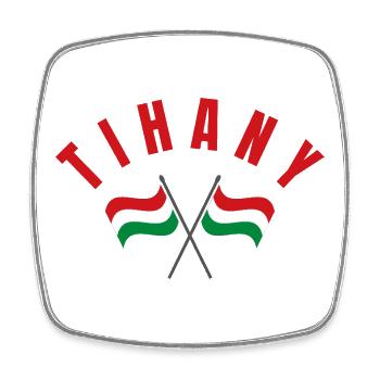 Tihany Crossed Hungarian Flags  - Square fridge magnet - white - Front