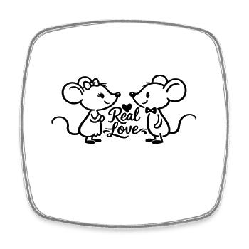 Real Love Mouse Pair - Square fridge magnet - white - Front