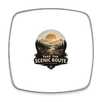 Take the Scenic Route – And Explore - Square fridge magnet - white - Front
